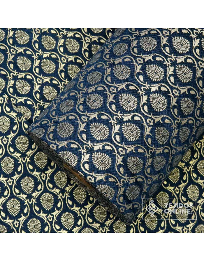 Tela Brocada Azul Cobalto Andalusí - Telas Brocadas - Imagen 4