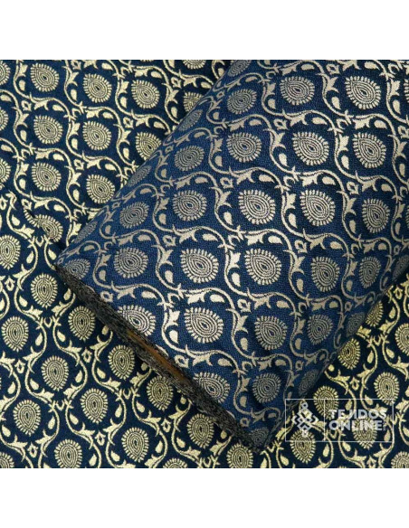 Tela Brocada Azul Cobalto Andalusí - Telas Brocadas - Imagen 4