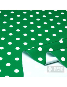 Tela Verde con Lunares Blanco Céntimo - Telas de Flamenca 2