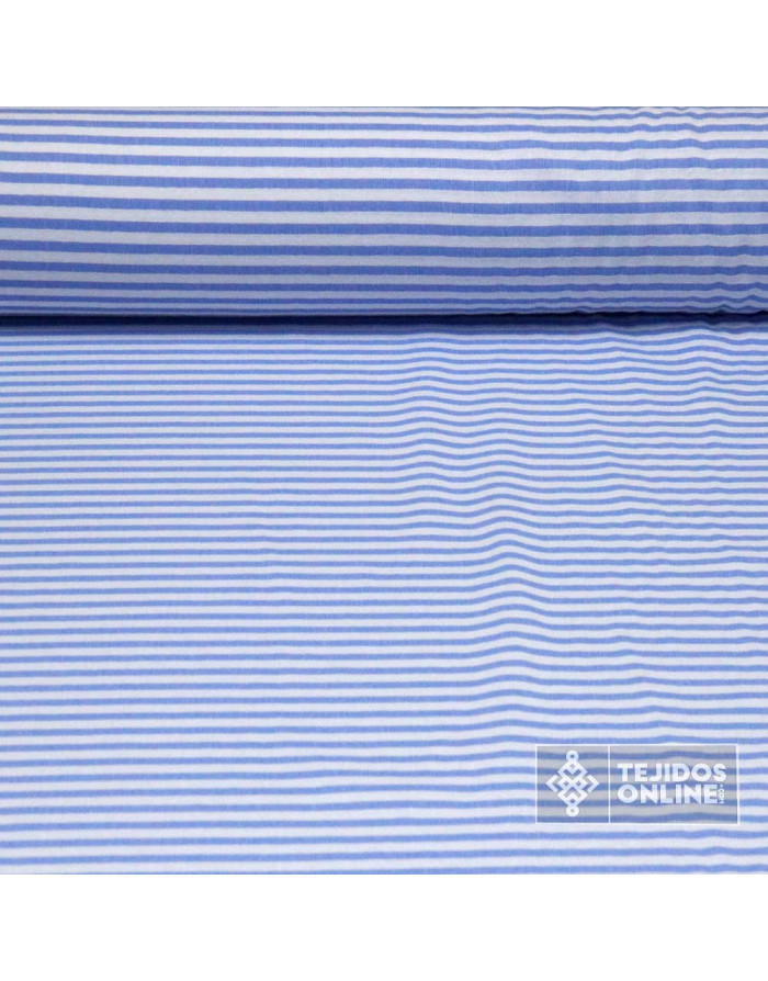 Telas Rayas Celeste Algodón- Perfecta para Moda y Confección - Imagen 1