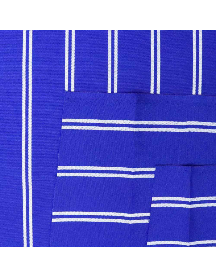 Telas para Toldo Azul y Rayas Blancas Teflón- Telas Toldos 🥇