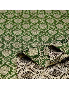 Tela Brocada Verde Lis Dorado - Brocado Verde y Dorado 2