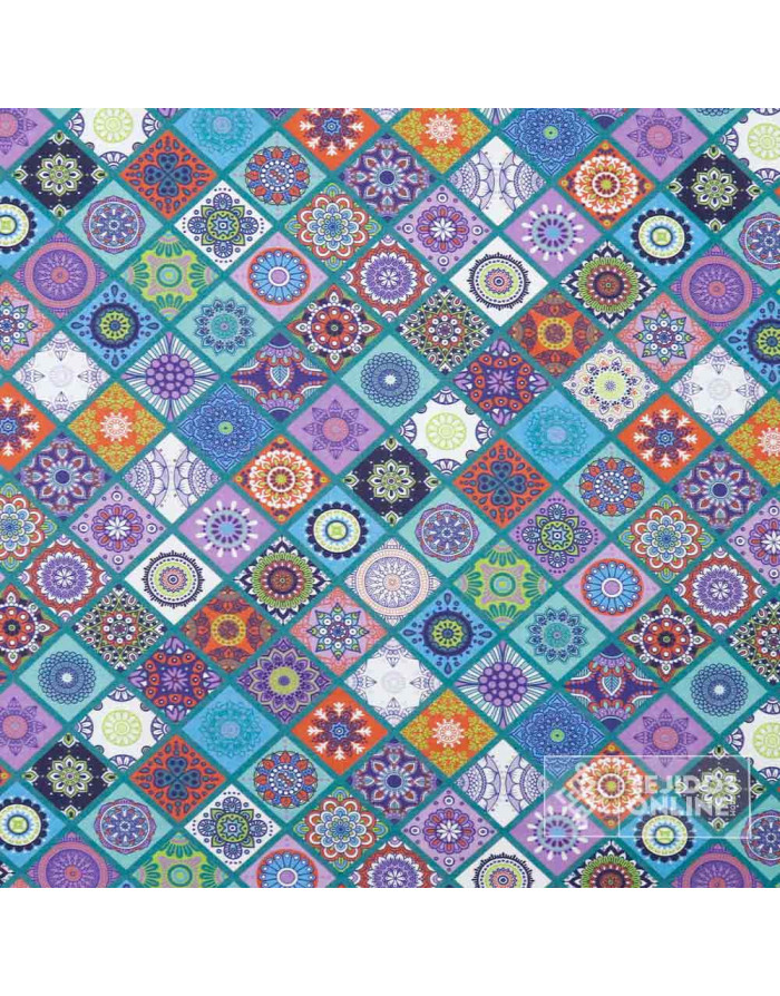 Algodón Mandalas Rombos Verde Agua - 3 Razones para Comprar - Imagen 3