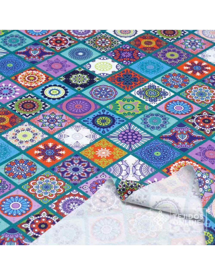 Algodón Mandalas Rombos Verde Agua - 3 Razones para Comprar - Imagen 4