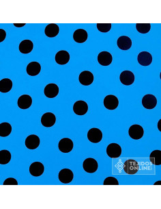 Crespón Azul Lunar Negro Big  | Telas de Flamenca 2