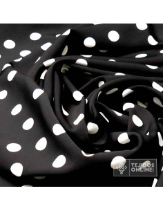 Crespón Negro con Lunares Blancos Céntimo  | Telas de Flamenca 2