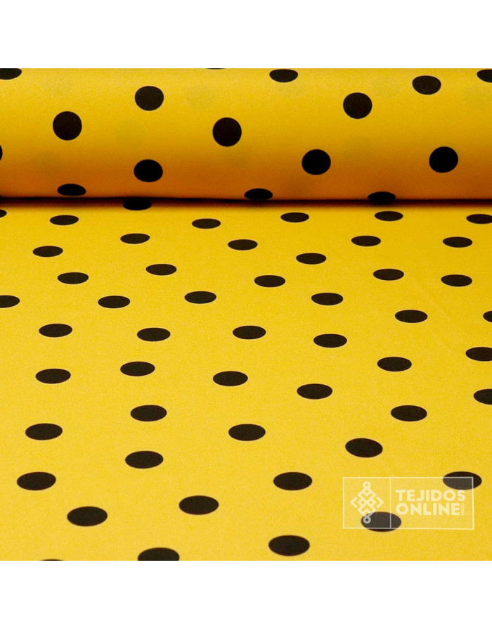 Tela Amarilla con Lunares Negros - Telas para Trajes de Flamenca - Imagen 1