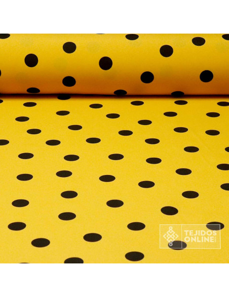Tela Amarilla con Lunares Negros - Telas para Trajes de Flamenca - Imagen 1
