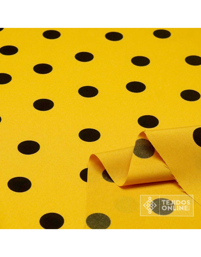 Tela Amarilla con Lunares Negros - Telas para Trajes de Flamenca - Imagen 2