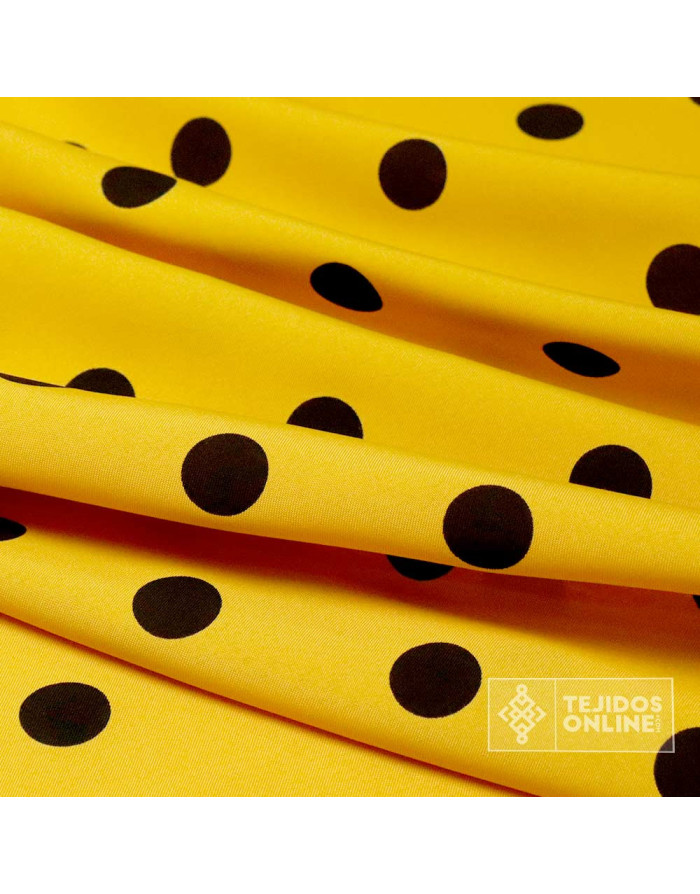 Tela Amarilla con Lunares Negros - Telas para Trajes de Flamenca - Imagen 3
