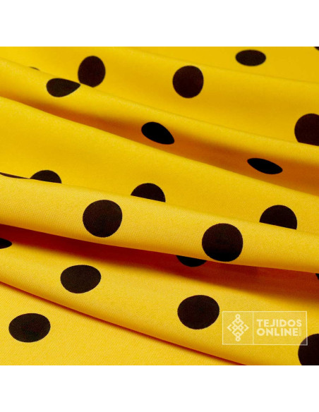 Tela Amarilla con Lunares Negros - Telas para Trajes de Flamenca - Imagen 3