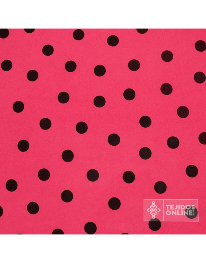 Tela Fucsia con Lunares Negros - Telas para Trajes de Flamenca