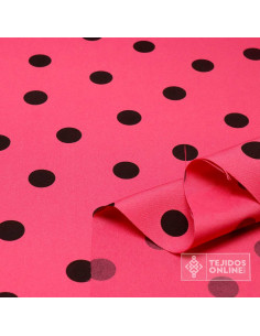 Tela Fucsia con Lunares Negros - Telas para Trajes de Flamenca 2