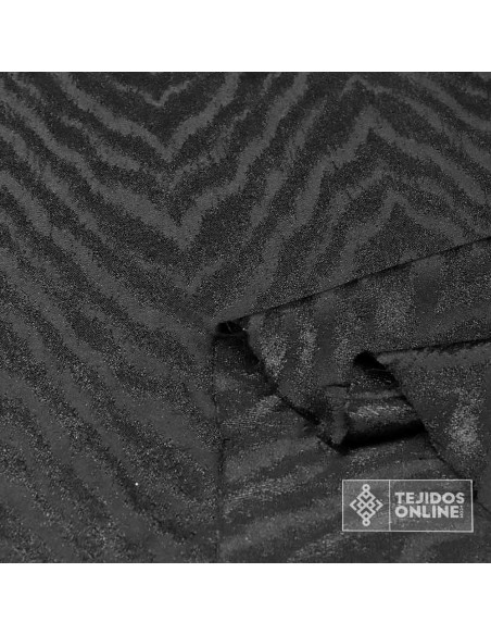 Jacquard Negro Animal Print -  Tela Animal Print para Vestidos - Imagen 2