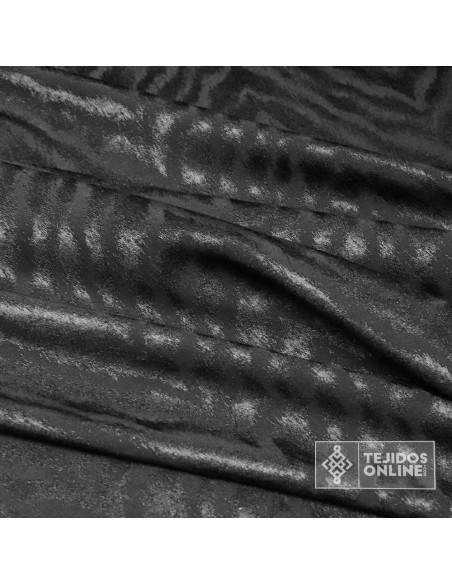 Jacquard Negro Animal Print -  Tela Animal Print para Vestidos - Imagen 3