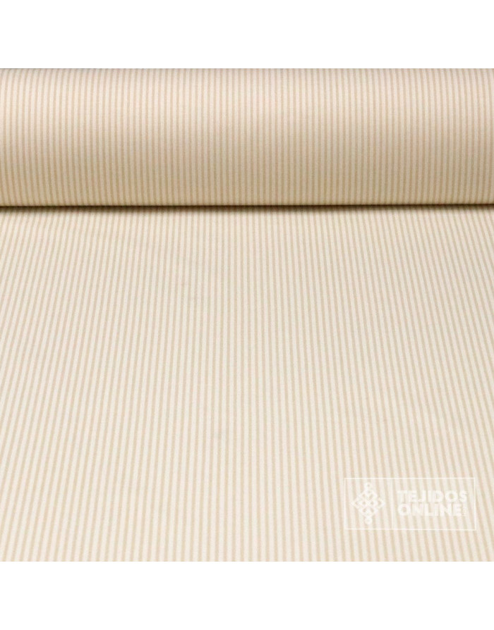 Tela de Rayas Beige Viella - Ideal para Costura - 500 Rayas - Imagen 1