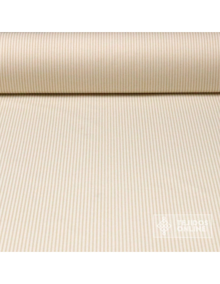 Tela de Rayas Beige Viella - Ideal para Costura - 500 Rayas - Imagen 1