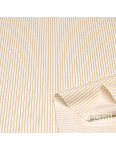 Tela de Rayas Beige Viella - Ideal para Costura - 500 Rayas - Imagen 2