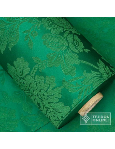 Tela Damasco Verde Navarra - Telas de Damasco -  Comprar Damasco - Imagen 4