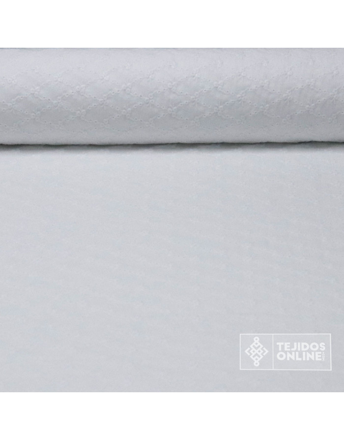 Tela Perforada Blanca Flor Rocio - Tienda de Telas - 100% Algodón - Imagen 1