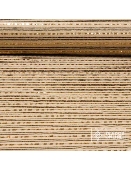 Comprar Telas de Lino | Tela Lino Camel Lentejuela Sofia - Imagen 1