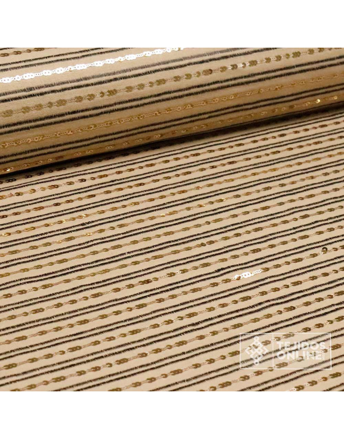 Comprar Telas de Lino | Tela Lino Camel Lentejuela Sofia - Imagen 3
