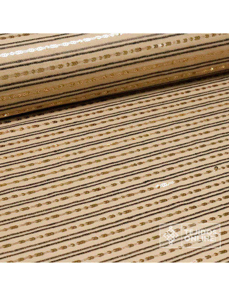 Comprar Telas de Lino | Tela Lino Camel Lentejuela Sofia - Imagen 3