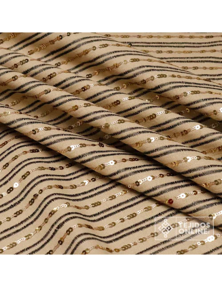 Comprar Telas de Lino | Tela Lino Camel Lentejuela Sofia - Imagen 4