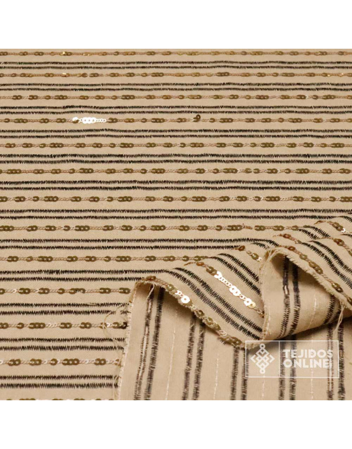 Comprar Telas de Lino | Tela Lino Camel Lentejuela Sofia - Imagen 2