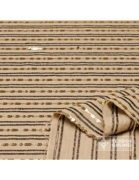 Comprar Telas de Lino | Tela Lino Camel Lentejuela Sofia - Imagen 2