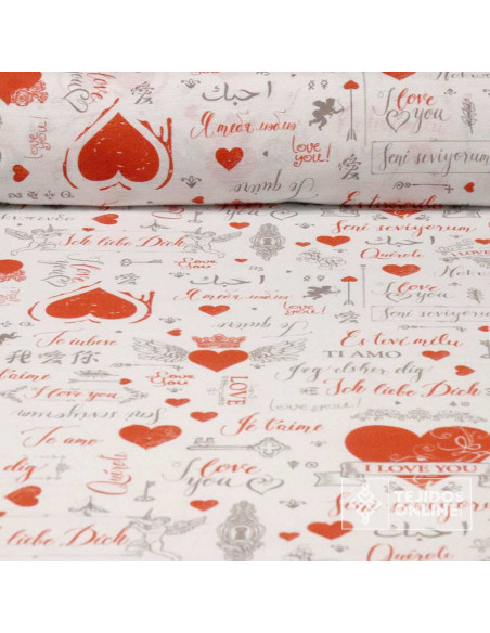 Loneta Corazón Ti Amo - Telas de Amor - Telas Love - Telas Online Loneta Corazón Ti Amo - Telas de Amor - Telas Love - Telas Online