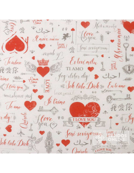 Loneta Corazón Ti Amo - Telas de Amor - Telas Love - Telas Online Loneta Corazón Ti Amo - Telas de Amor - Telas Love - Telas Online