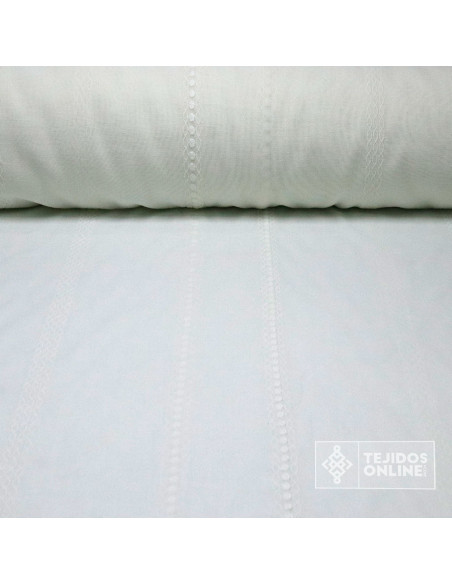 Visillo Blanco Roto Brodado Franja - Perfecta para Hogar