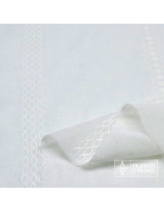Visillo Blanco Roto Brodado Franja - Perfecta para Hogar 2