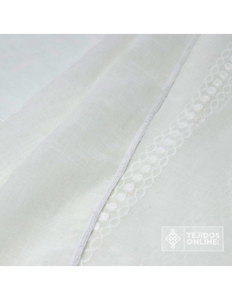 Visillo Blanco Roto Brodado Franja - Perfecta para Hogar