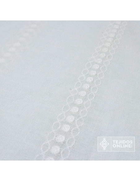 Visillo Blanco Roto Brodado Franja - Perfecta para Hogar