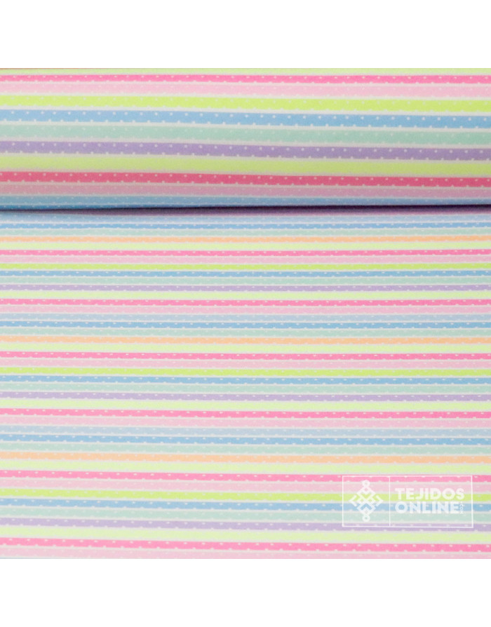 Telas de Vestir - Tela Rayas Multicolor Elástica - Venta de Telas - Imagen 1