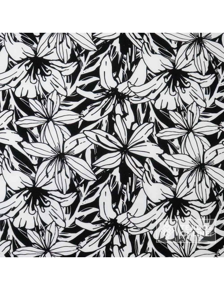 Tela de Flores Blanca y Negras - Venta de Telas Online Tela de Flores Blanca y Negras - Venta de Telas Online