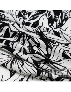 Tela de Flores Blanca y Negras - Venta de Telas Online 2