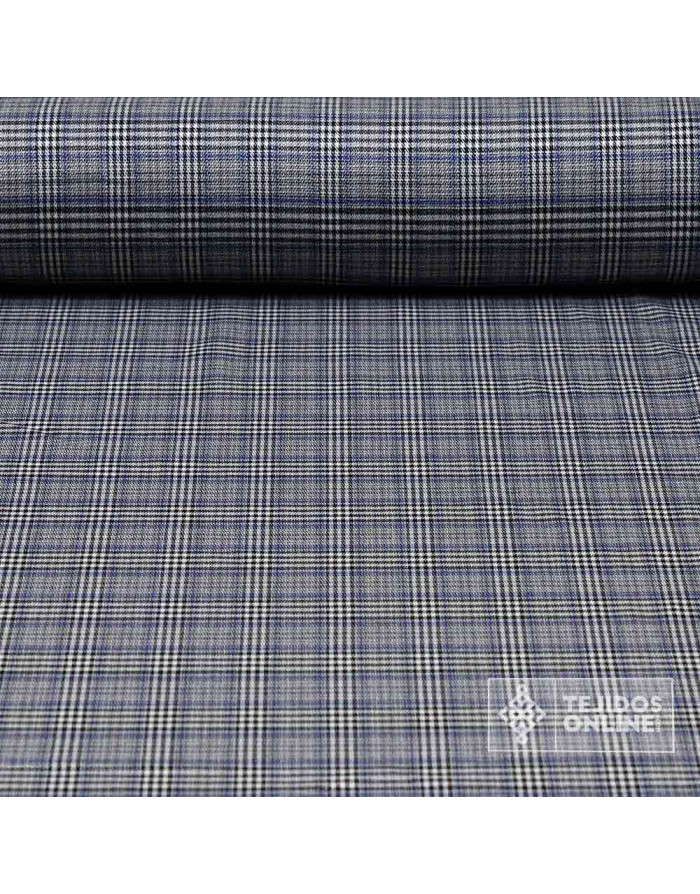 Tela Principe de Gales Azul Algodón - Venta de Telas - Imagen 1