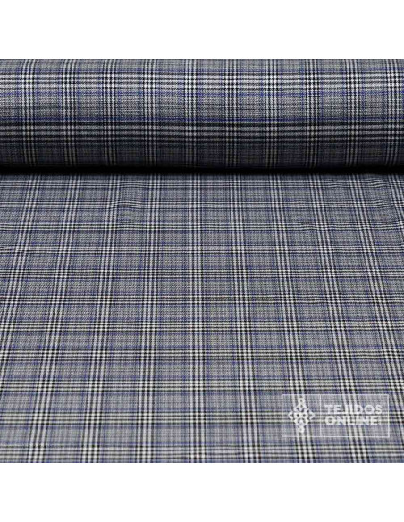 Tela Principe de Gales Azul Algodón - Venta de Telas - Imagen 1