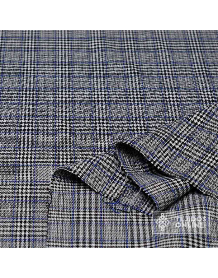 Tela Principe de Gales Azul Algodón - Venta de Telas - Imagen 2