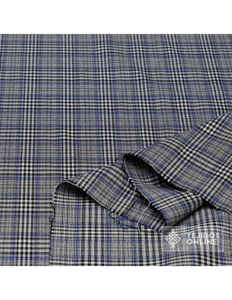 Tela Principe de Gales Azul Algodón - Venta de Telas - Imagen 2