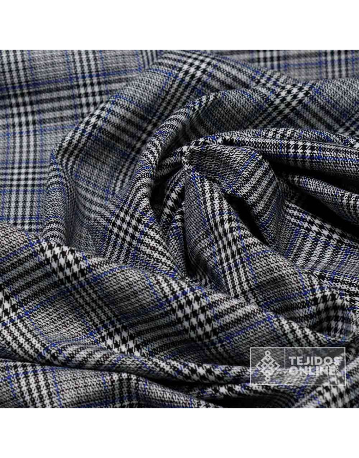 Tela Principe de Gales Azul Algodón - Venta de Telas - Imagen 3