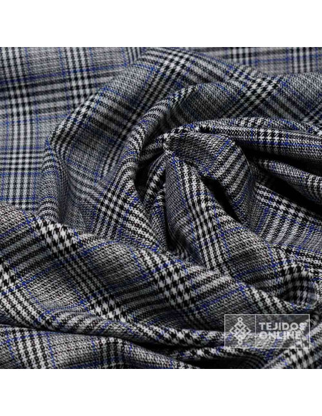 Tela Principe de Gales Azul Algodón - Venta de Telas - Imagen 3
