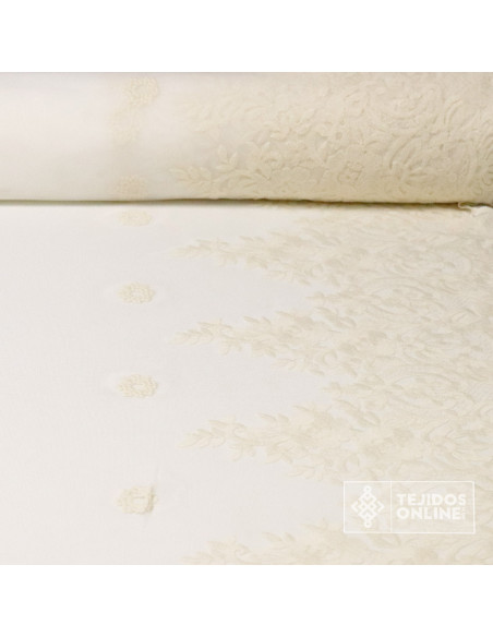 Tul Bordado con Flor Circular | Telas de Tul | Venta de Telas