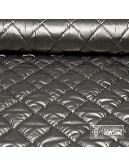Tela Acolchada Rombos Color Plomo | Telas Enguatada