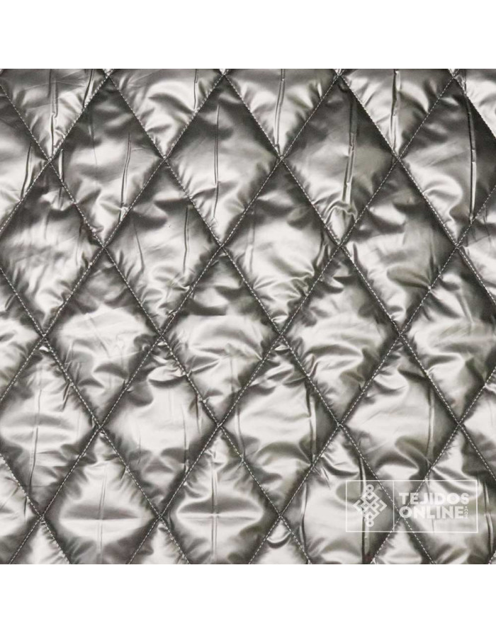 Tela Acolchada Rombos Color Plomo | Telas Enguatada