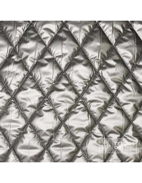 Tela Acolchada Rombos Color Plomo | Telas Enguatada