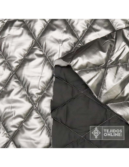 Tela Acolchada Rombos Color Plomo | Telas Enguatada